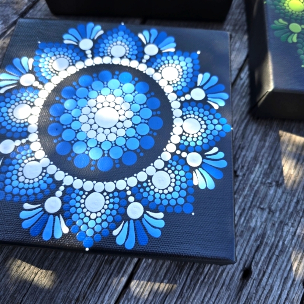 Original Art Mandala Canvas Hand Painted Boho Hippie Eclectic Aesthetic DotArt - Picture 4 of 9